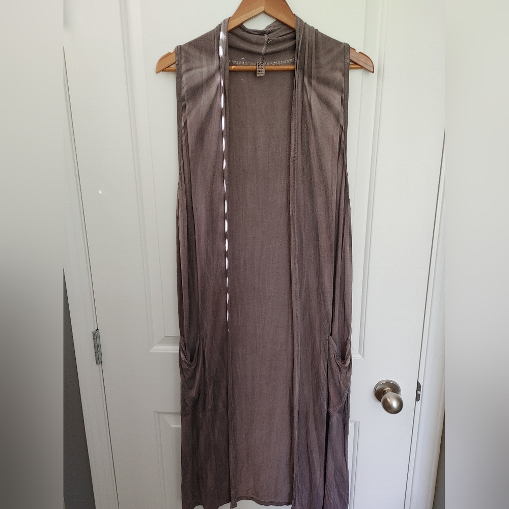 Baba ~Sleeveless Taupe Mocha Grey Blend Duster Vest ~ One Size